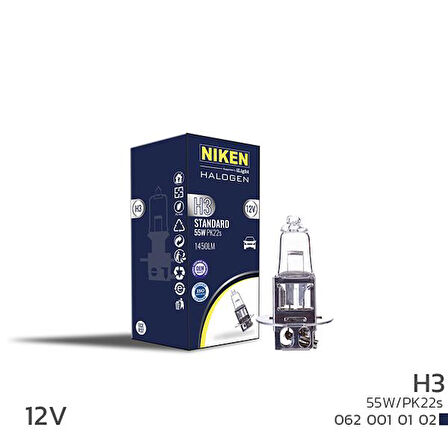 NIKEN H3 55W HALOJEN AMPUL PK22S 125 (20 ADET)