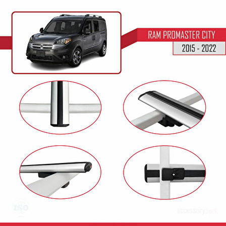 Ram Promaster City (636) 2015-2022 Arası ile Uyumlu BASIC Model Ara Atkı Tavan Barı Gri 2 Adet