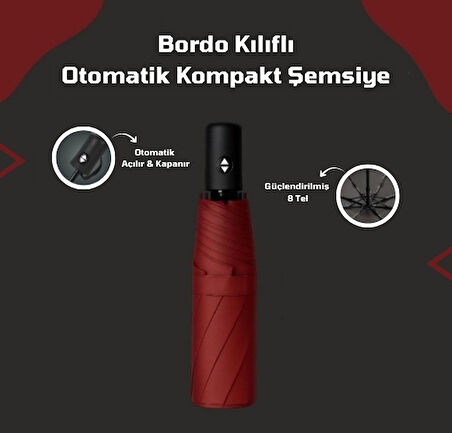Juliette Bordo Şemsiye Otomatik Açılır & Kapanır Mekanizmalı 58x95 cm-Modern, Şık, Dayanıklı