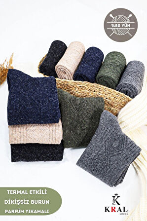 Erkek Kışlık (5 ÇİFT) Lambswool Yün Çorap Termal Etkili