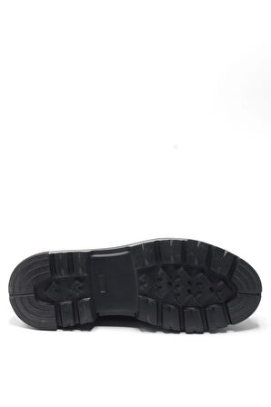 Siyah Hakiki Açma Deri Kalın Kauçuk Tabanlı Modern Klasik Erkek Bot