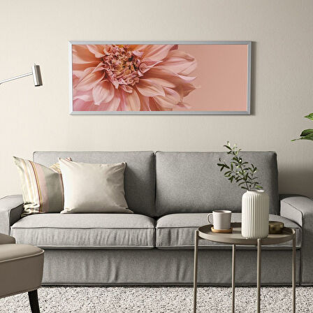 Çerçeveli resim, çok renkli, 140x56 cm, pembe çiçekler, alüminyum rengi