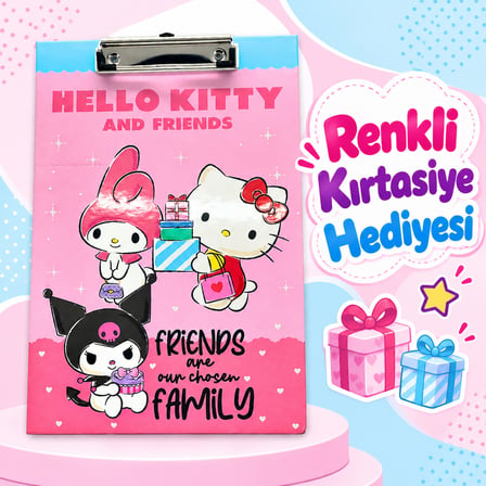 BakGelAl Hello Kitty Pembe Sekreterlik Panosu - Kuromi & My Melody Temalı Metal Kıskaçlı A4 Evrak Dosyası