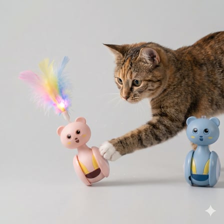 BakGelAl Mekanik Hacı Yatmaz Kedi Oyuncağı – Tüylü Hareketli Salyangoz Kedi Eğlence Oyuncağı