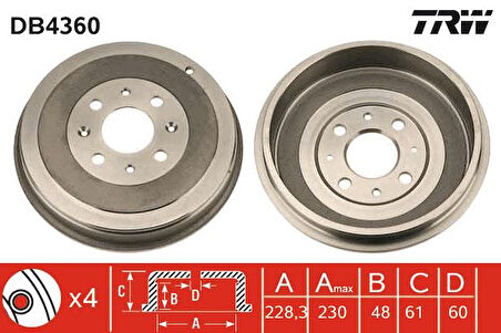 ARKA KAMPANA CORSA D 2007 CORSA E 2014 ADAM 2013 PUNTO-GRANDE PUNTO 2005 274X228X61X48X4DL 14 İNÇ 51901444-51901443-55703043 55704058 568000 55701380 568270