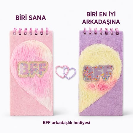 BakGelAl Renkli Peluş BFF Not Defteri 2’li– Sevimli Yumuşak Kapaklı Defter