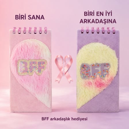 BakGelAl Renkli Peluş BFF Not Defteri 2’li– Sevimli Yumuşak Kapaklı Defter