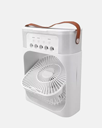 3’ü 1 Arada Mini Klima Fan USB Şarjlı, 7 Renk Gece Lambalı ve Nemlendirici