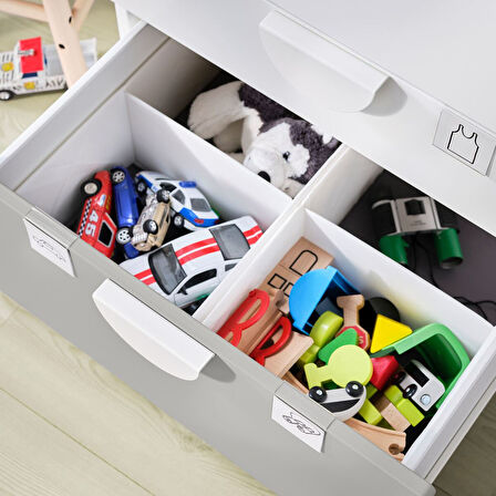 Çocuk şifonyeri, beyaz-gri, 60x55x123 cm