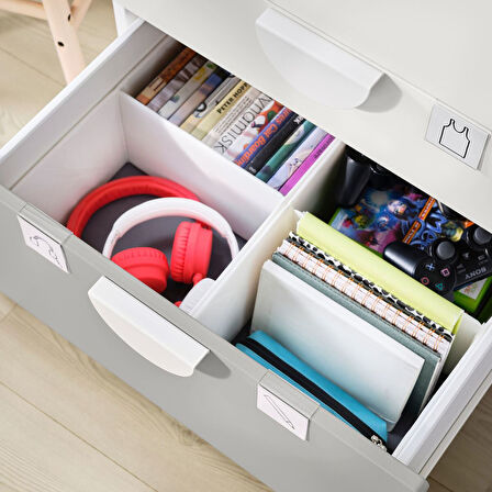 Çocuk şifonyeri, beyaz-gri, 60x55x123 cm