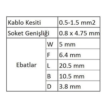 GFFD1488 Tam İzoleli Dişi Faston Kablo Ucu 100 Adet