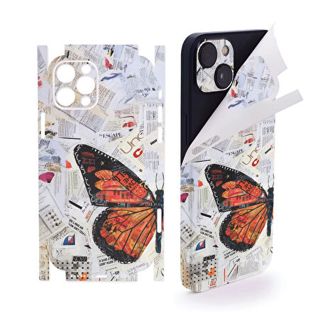 Apple İphone 14 pro full kaplama koruma sticker kılıfsız kullanım çizilme önleyici KELEBEK