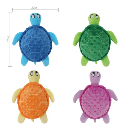 Hışırtılı Peluş Kaplumbağa Kedi Köpek Oyuncak - 25x20 cm Diş Kaşıyıcı Kabartmalı Uyku Arkadaşı