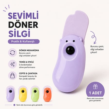 BakGelAl Renkli Ayıcık Görünümlü Basmalı Silgi - Eğlenceli Kırtasiye Ürünü