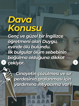 Dedektif Oyunu Öğretmen Davası Yeni nesil Cinayet Çözme ve Katili Bulma oyunu