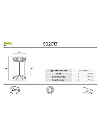ON TEKER RULMANI DOBLO BRAVA BRAVO LINEA MAREA TEMPRA TIPO 90ABS SIZ 37mm R19 MEGANE I (BAH0094)