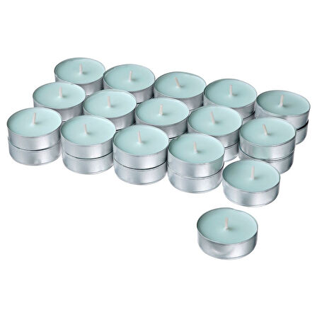 Kokulu tealight mum, soluk yeşil, 3.5 saat, 30 adet, bergamot ve ahşap