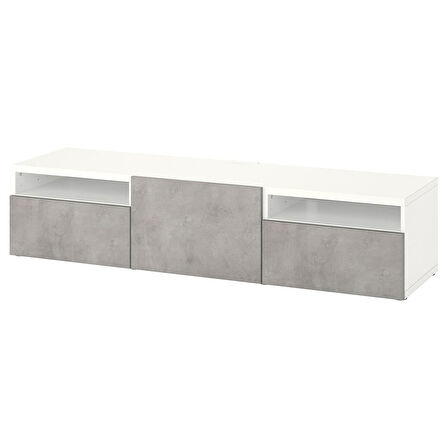 Tv sehpası, beyaz-açık gri, 180x42x39 cm, KALLVIKEN, çıt çıt raylı