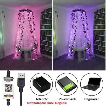 10 Metre Telefon kontrollü Rgb led ışık 16 milyon renk seçeneği ile ışık seviye kontrolü