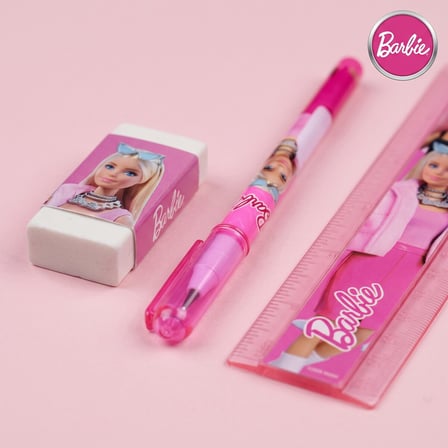 BakGelAl Barbie Resimli Okul Kırtasiye Seti – Kalem Kutulu Makas, Kalemtıraş, Silgi, Cetvel ve Kurşun Kalem