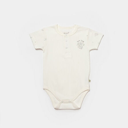 Bibaby Biorganic Koala Jungle Kısa Kol Bebek Body 56972 Gri
