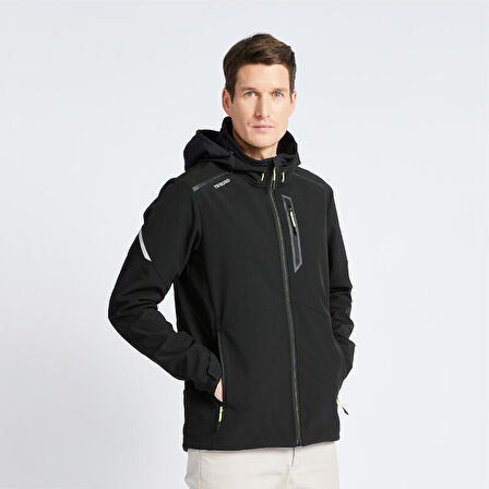 Erkek Rüzgar Kesen Yelkenli Montu - Açık Gri/Siyah - Softshell 500