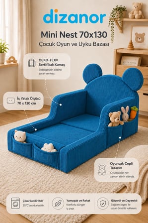 Dizanor Mini Nest 6’sı 1 Arada Modüler Bebek Oyun Parkı, Park Yatak, Beşik, Baza, Oyun Alanı ve Top