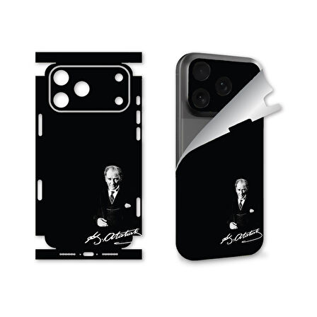 Apple Uyumlu İphone 17 pro max için full kaplama sticker çizilme önleme kılıfsız kullanım için ATATÜRK 3