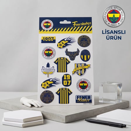 BakGelAl Fenerbahçe FB Lisanslı Kabartmalı Sticker Seti – 3D Sarı Lacivert Taraftar Çıkartmaları