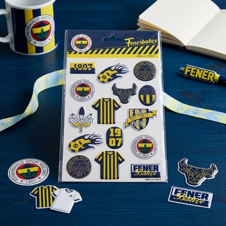 BakGelAl Fenerbahçe FB Lisanslı Kabartmalı Sticker Seti – 3D Sarı Lacivert Taraftar Çıkartmaları