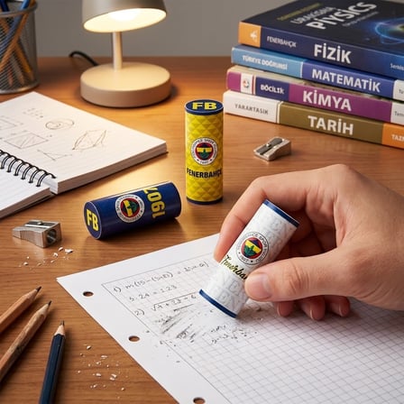 BakGelAl Fenerbahçe Lisanslı Yuvarlak Silgi – Silindir Tasarımlı Taraftar Okul Kırtasiye Silgisi 1 Adet