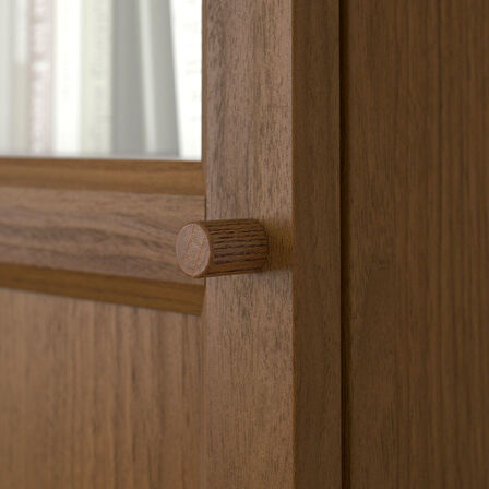 Cam/panel kapaklı kitaplık, kahverengi ceviz görünüm, 40x30x202 cm