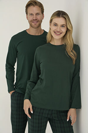 9273-k Kadın O.yaka Pijama Takım - Yeşil - XL