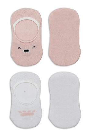 Bistyle 2'Li Babet Cute Face Penye Çorap 30103 Pembe-Beyaz