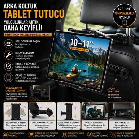 Arak koltuk için telefon tablet tutucu koltuk arkası tutucu uzun yolculuklar çocuklar için