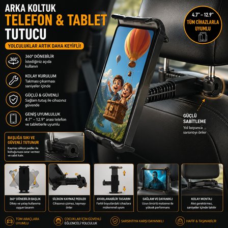 Arak koltuk için telefon tablet tutucu koltuk arkası tutucu uzun yolculuklar çocuklar için