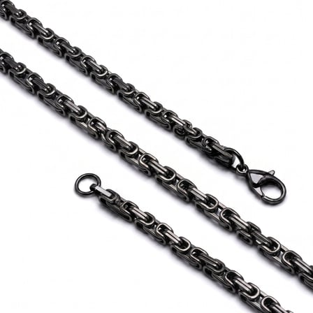 💎 Premium Parlak ve Şık Kral Erkek 316L Çelik Kolye 5mm 55cm 3183ECK026 - Siyah Renk