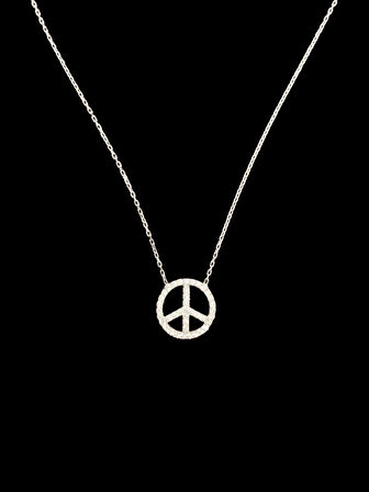 925 Ayar İthal Gümüş Barış Sembolü Model Kolye Şık ve Anlamlı Tasarım Hediye