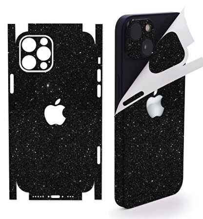 İphone 13 pro max için uyumlu 360 full arka kaplama koruma sticker SİMLİ SİYAH