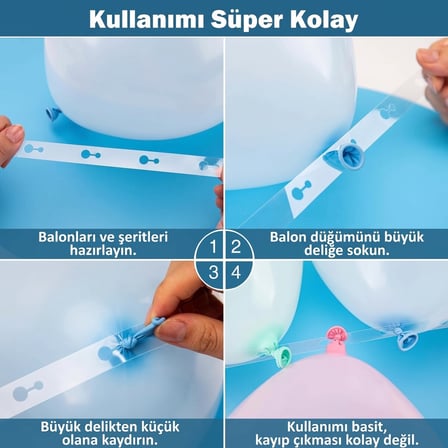BakGelAl 5 Metre Plastik Balon Zinciri Aparatı 7li set- Şeffaf Balon Şeridi Hazırlama 