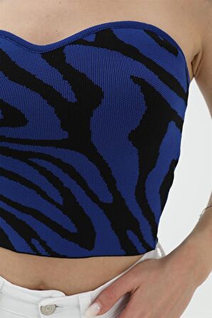 Zebra Desen Triko Crop - SaksMavisi