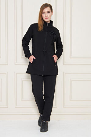 Kadın Pamuklu Beli Ayarlanabilir Tam Fermuarlı Tunik Eşofman Takım