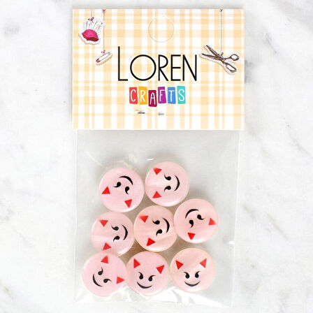 Loren Crafts 8'li Gülen Yüz Düğme - 1023