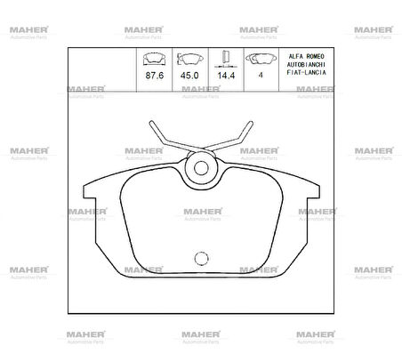 FREN BALATA TEMPRA SW 1992-1999 / ALFA 155 1992-1997 / BRAVO 1995-2004 / BRAVA 1995-2002 ARKA 9794089