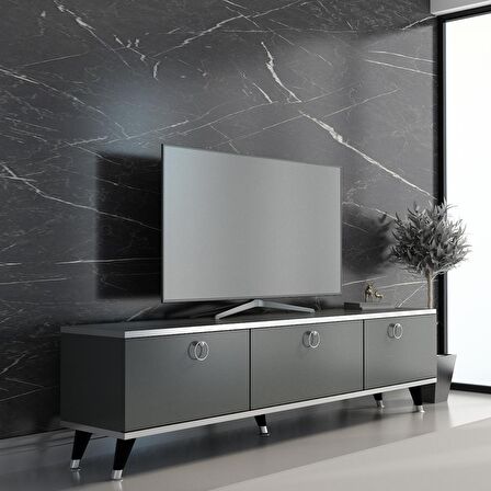 MOBİLYA GEZEGENİ ELİTE GOLD TV ÜNİTESİ Antrasit - GÜMÜŞ 150 CM