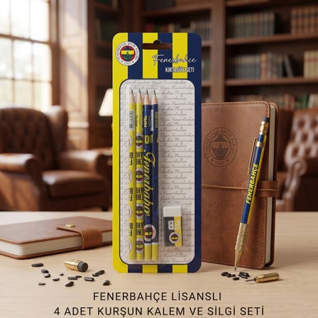 BakGelAl Fenerbahçe Lisanslı Kırtasiye Seti – 4 Adet Kurşun Kalem ve Silgi Taraftar Okul Seti