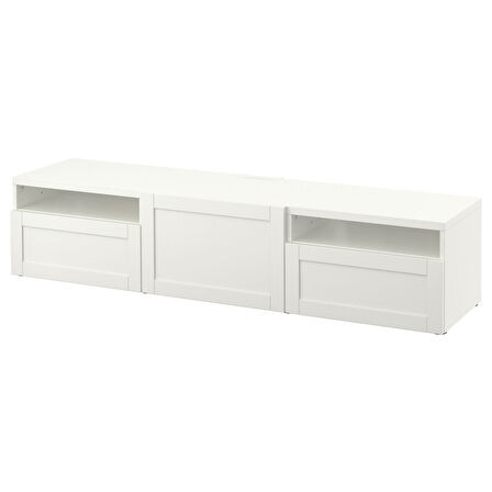 Tv sehpası, beyaz, 180x42x39 cm, HANVIKEN, çıt çıt raylı
