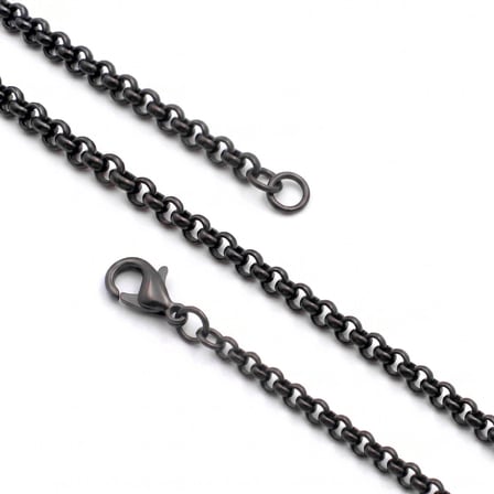 💎 Premium Parlak ve Şık Forse Erkek 316L Çelik Kolye 4mm 55cm 3183ECK046 - Siyah Renk
