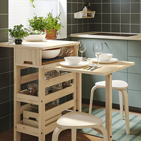 Katlanır mutfak masası, çam, 1-2 kişilik, katlanabilir