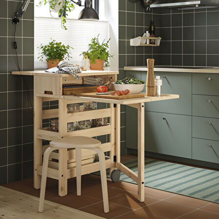 Katlanır mutfak masası, çam, 1-2 kişilik, katlanabilir